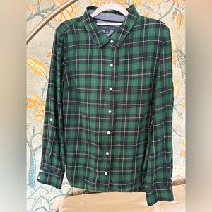 Tommy Hilfiger Green and Blue Plaid Flannel Women’s Size Large